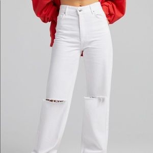 White Straight fit high rise jeans